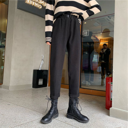Women's autumn and winter new style of Hong Kong style straight tube loose casual Capris trend