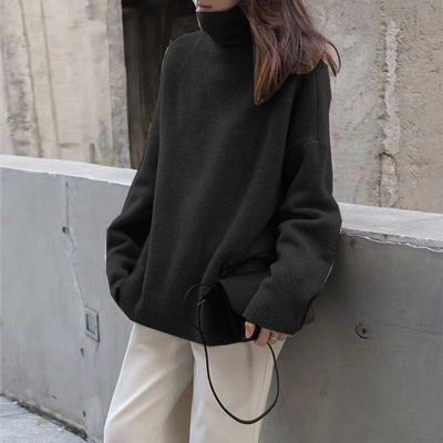 High collar sweater for women's loose wear autumn and winter lazy style new 2020 knitted bottoming Shirt Top thickened in winter