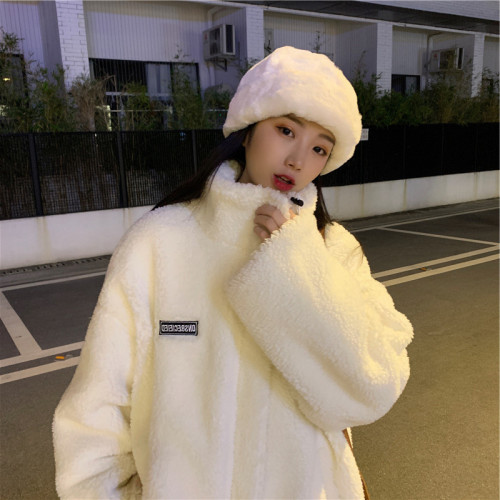 Women's winter versatile lamb wool coat 400g cashmere