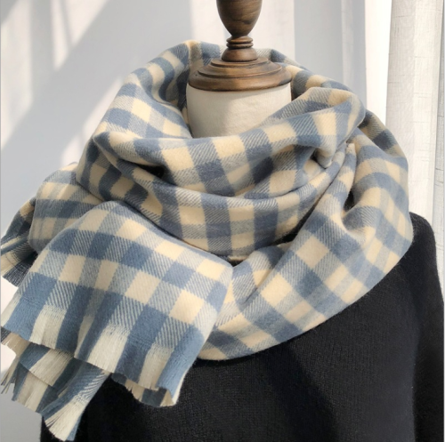 Small plaid scarf for women winter Korean version simple student lovely girl thickened warm neck British shawl fashion