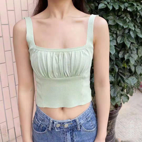New solid color small elegant pleated bra top for women