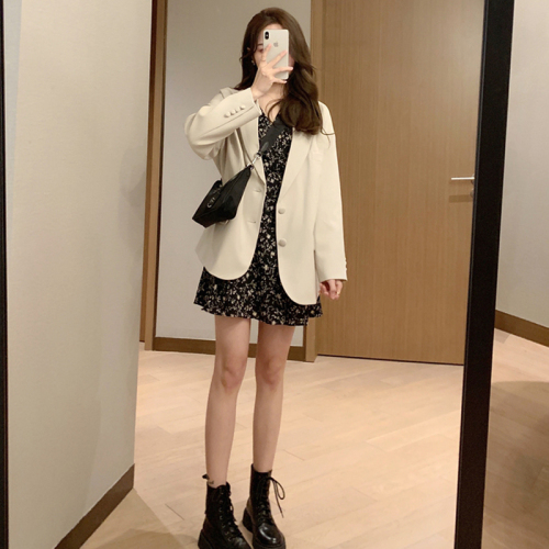  spring Small Vintage Coat loose British style retro western style net red design suit woman