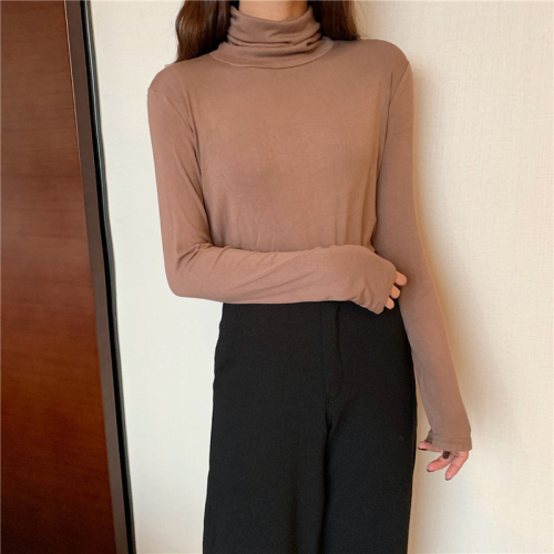 Real price high collar with cashmere and no cashmere bottom shirt for women in autumn and winter