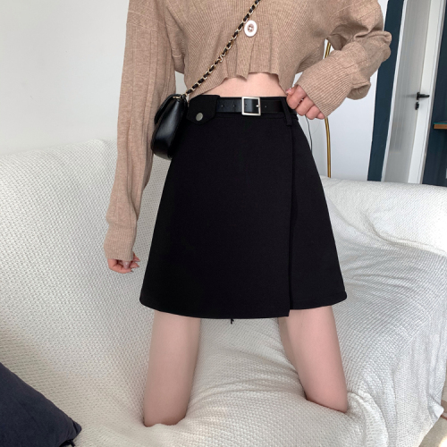 Real auction real price ~ Black Skirt women's spring skirt 2021 new high waist A-line bag hip versatile slim skirt
