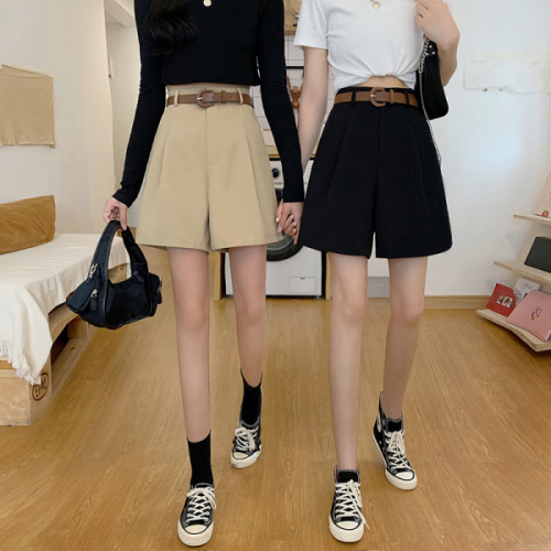 Non real belt plus autumn casual fashion tooling wide leg pants and short pants