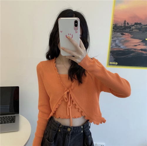 Real price knitwear two long sleeve tops with auricular edge