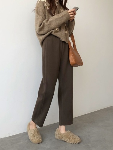 Big size women's fat sister mm2021 spring and autumn Korean corduroy loose and thin grandma wide leg pants
