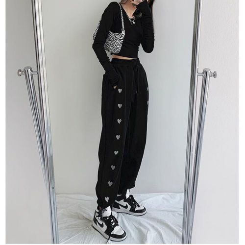 Love embroidered sports pants women's new spring thin drawstring Leggings loose casual pants Harem Pants