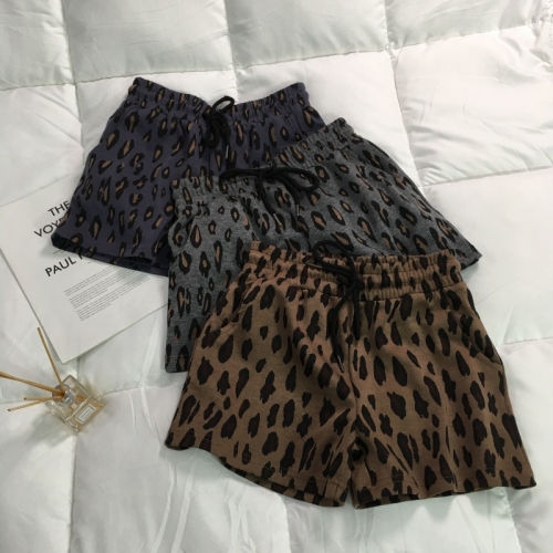 Leopard print pants casual pants women wear Korean spring and summer loose and versatile high waist thin elastic wide leg pants hot pants