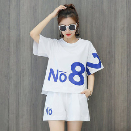 Casual sportswear suit women's summer fashion large loose short sleeve shorts running two piece set
