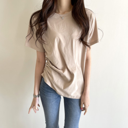 Simple solid color waist down T-shirt