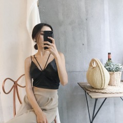 Small Sexy Short Ring-free Satin Suspension Bra with Bust Pad Real Price