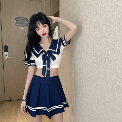 Real photo uniform student JK Sexy Japanese sailor uniform pure school uniform Naval Academy style cute suit girl