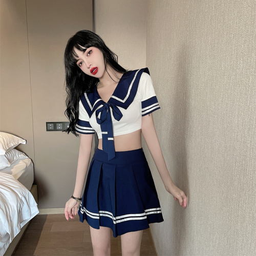 Real photo uniform student JK Sexy Japanese sailor uniform pure school uniform Naval Academy style cute suit girl