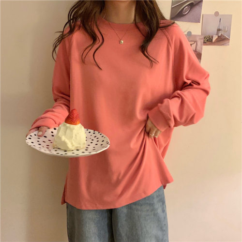 Real price new Hanfeng simple lazy big round neck long sleeve T-shirt