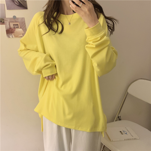 Real price new Hanfeng simple lazy big round neck long sleeve T-shirt