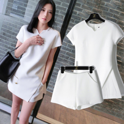 New style women's fashionable suit Hong Kong Style soft girl top with short skirt and trousers summer two piece set
