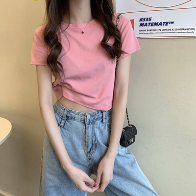 Candy color short sleeve t-shirt female summer tide new Korean loose student short top female