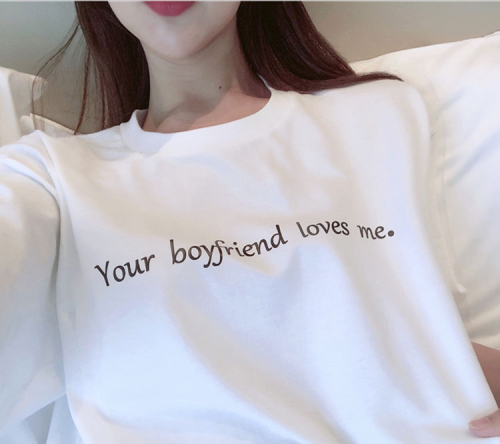 New short sleeve T-shirt women's Korean lettered top women's summer casual white T-shirt