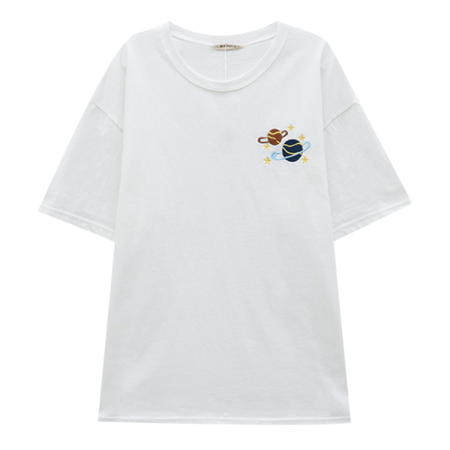 Mid long T-shirt girls' summer new Harajuku fashion T-shirt girls' short sleeve students' lazy printing