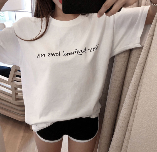 New short sleeve T-shirt women's Korean lettered top women's summer casual white T-shirt