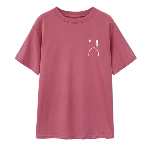 Junior Girls' short sleeve T-shirt women's new printed round neck top loose half sleeve versatile T-shirt fashion