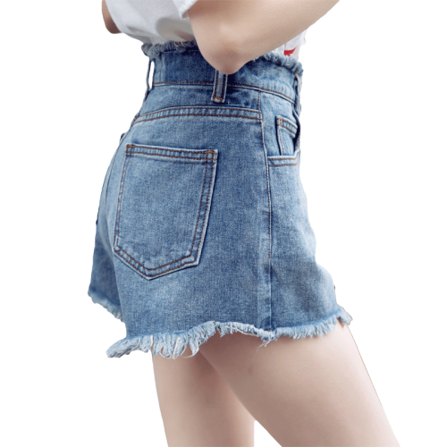 Korean version of summer dress in 2019 shows thin A-shaped wool-edged shorts students'loose-legged hot pants and high-waist jeans