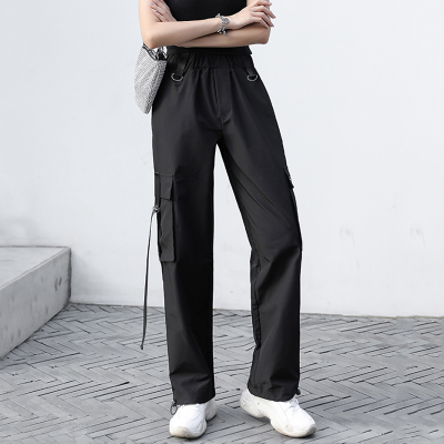 Official figure pants female Korean version loose high waist show thin little spring and autumn black nine cent overalls female