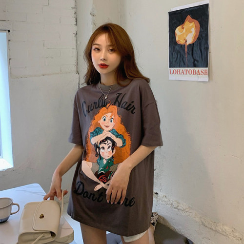 Official picture Pullover summer round neck cartoon printed T-shirt