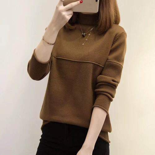 Autumn and Winter 2019 New Women's Suit Headdress Sweater Loose and Loose with Korean Edition Chao Student Long Sleeve Half-high Collar
