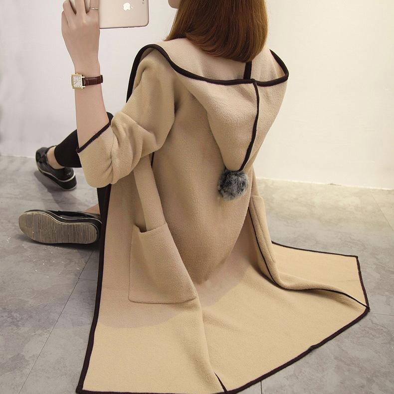 Spring and Autumn Mid-long cardigan windbreaker women Korean version students loose with hats and 100 sets of jacket trend