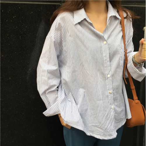 Quality Inspection Report for Real Price ~Small Fresh Blue Stripe Pocket Shirts