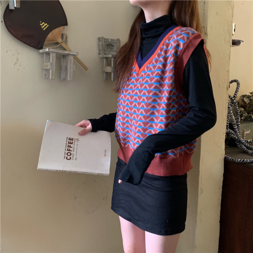 Real photo, real price, autumn and winter, new net red, same collar, sleeveless knitted vest, women's fashion