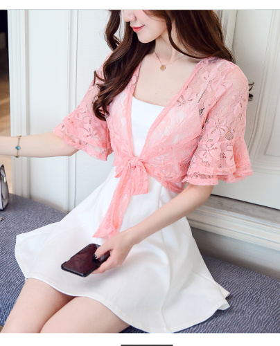 Lace Shawl Coat Summer Short Style Outside with Thin Card Short Sleeve Sunscreen for Women with Small Shoulders