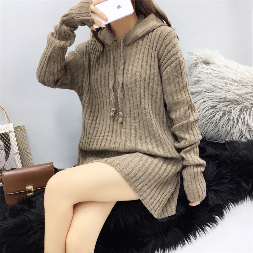 Actual autumn dress Korean version of the new lazy sweater dress skirt medium-length loose knitted sweater jacket thicker women's wear