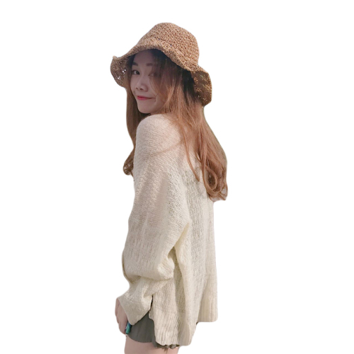 Hong Kong-flavored retro-chic style lazy and loose-sleeved knitted sweater with long sleeves