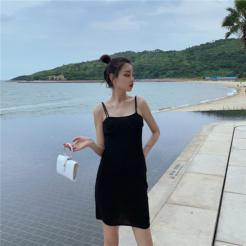 Actual price temperament slim knitted Sling Dress with slim waist, new skirt for children in 2019