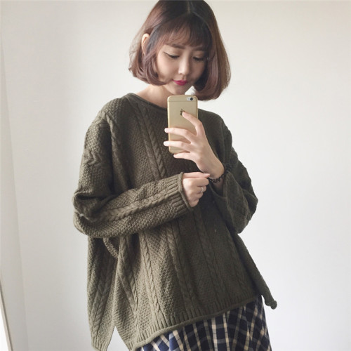 Autumn and winter new women's clothing Korean basic loose thin versatile Pullover Sweater long sleeve student sweater