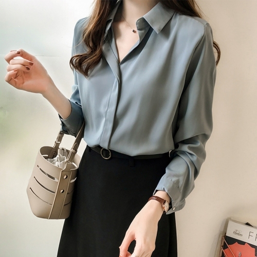 Retro Hong Kong Style loose chiffon shirt women's new spring long sleeve top design sense niche professional shirt
