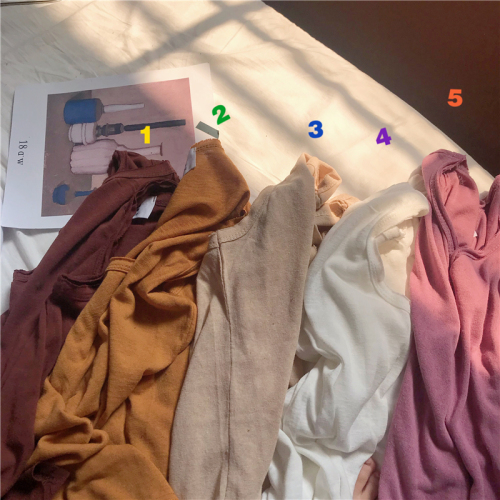 Real-price Korean version of Loose Slub Cotton Simple Base Pure Color Sleeveless T-shirt