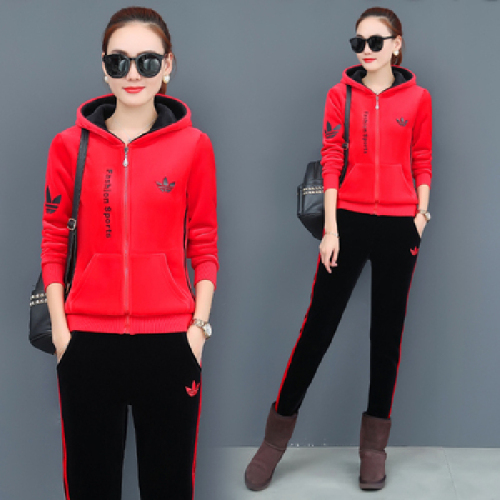 Women's plush and thickened sports suit women's autumn and winter new winter fashion casual clothes two piece set women