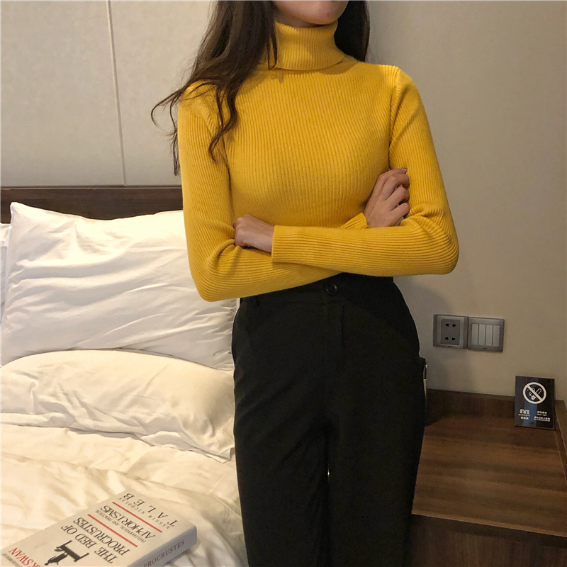 Real-price high-collar bottom sweater, slim Pullover knitted sweater