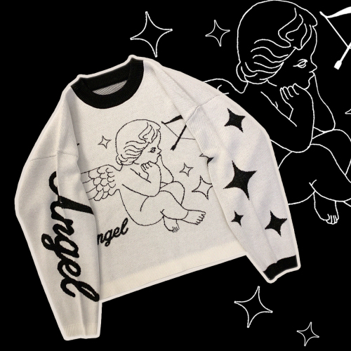 LAN's original Star Angel Wings Super Loose Knitted Sweater