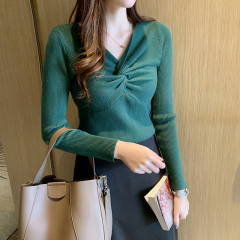 Autumn new slim knitwear women's long sleeve collar sexy top women's underwear sweater thin base coat