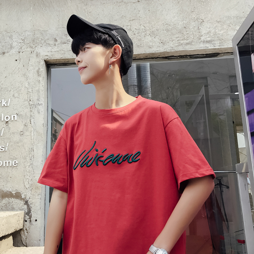 Short-sleeved T-shirt Men Summer Harbour Wind Institution Style Couple Men and Women Clothing Teenagers Loose Hip-hop