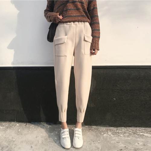 Guantu autumn and winter new Korean woolen pants women's Leggings radish pants casual pants show slim pants