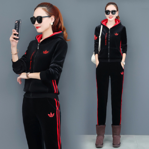 Women's plush and thickened sports suit women's autumn and winter new winter fashion casual clothes two piece set women