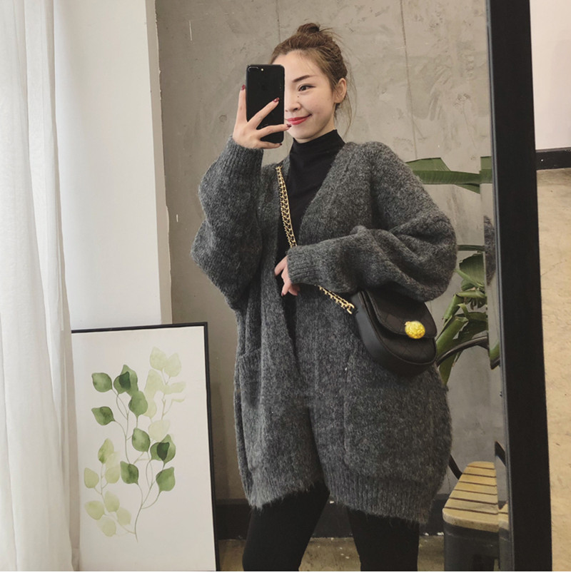 Fall 2019 New Net Red Lazy Wind Korean version very immortal knitted cardigan women's loose short sweater jacket trend