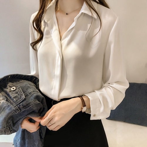 Retro Hong Kong Style loose chiffon shirt women's new spring long sleeve top design sense niche professional shirt
