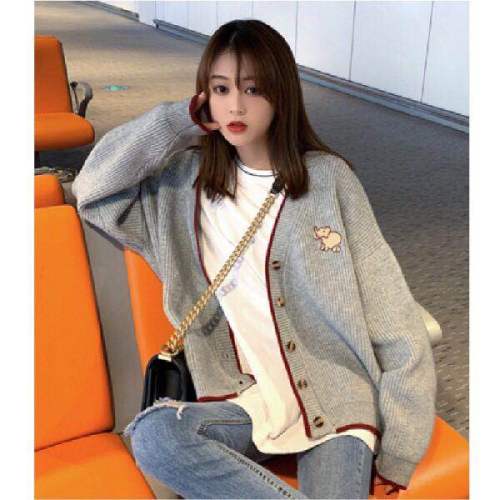 Fall 2009 New Korean V-collar Academy Style Lazy Knitted cardigan Women's Loose Short Sweater Coat Trend